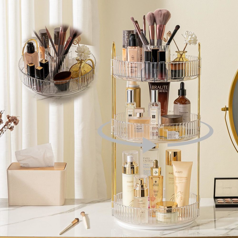 Rotating Makeup Organizer For Vanity, High-capacity Skincare Clear Make Up❤️